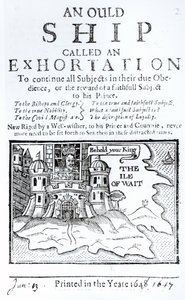 Um navio Ould chamado uma exortação, Charles I preso no Castelo de Carisbrooke, na ilha de Wight, c.1647 de English School