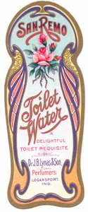 Um rótulo de perfume art nouveau para "san remo toilet water", c.1900 de English School