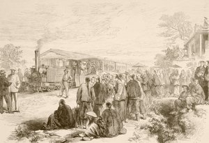 Um caminho de ferro chinês antigo, c.1880 (litografia) de English School
