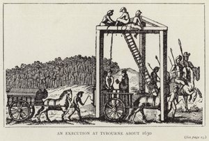 Uma execução em Tybourne por volta de 1630 (litografia) de English School