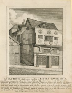 Uma casa antiga que agora está em Little Tower Hill, Londres de English School