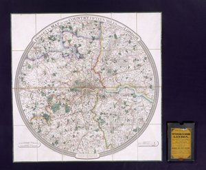 Uma pesquisa de ordenação de Londres (lito de cor) de English School