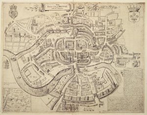 Ancient City Map of Bristol and its Suburbs, impresso, colorido e vendido por Robert Walton de English School