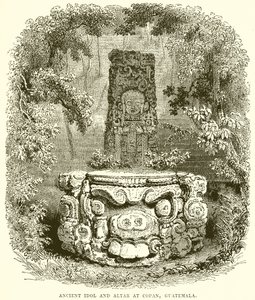 Antigo ídolo e altar em Copan, Guatemala de English School