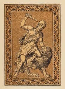 Roma Antiga: Fannius e o Leão (litografia a cores) de English School
