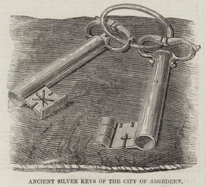 Ancient Silver Keys of the City of Aberdeen (gravura) de English School