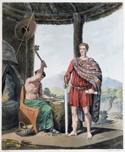 Antigo ferreiro e ferreiro de ferro - em "Celtas e Godos, costumes dos habitantes das Ilhas Britânicas do início do século VI e das nações góticas da costa ocidental do Báltico", por S.R. Meyrick e Ch. Smith de English School