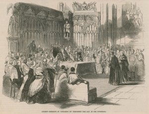 Cerimônia antiga de juramento realizada no Guildhall de English School