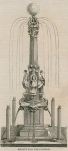 Mostrador e fonte antiga, erguida em 1656 em Leadenhall Corner, Londres de English School