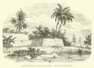 Tumba antiga em Matavai, Taiti, depois de Dumont DUrville de English School