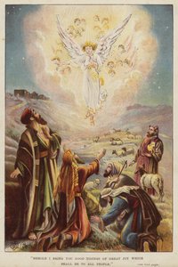 Anjo contando aos pastores o nascimento de Jesus Cristo (chromolitho) de English School