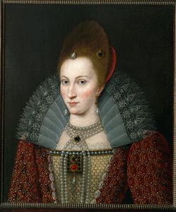 Ana da Dinamarca, rainha de Inglaterra, esposa de Jaime I de Inglaterra ... (pintura sobre tela) de English School