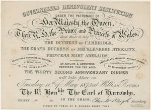 Jantar de aniversário para a governamental Benevolent Institution, 1875 de English School