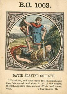 Anno Mundi: BC 1063, David a matar Golias (litografia a cores) de English School