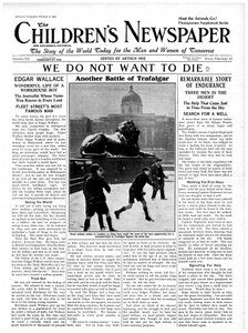 Outra Batalha de Trafalgar, primeira página do &39;The Children&39;s Newspaper&39;, fevereiro de 1932 (papel de jornal)
