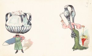 Utensílios de cozinha antropomórficos de English School