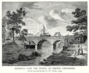 Aqueduto sobre o Irwell em Barton, Lancashire (gravura) de English School