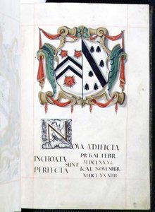 Arquivo 3693 fol.2 Brasões de Armas de um Livro de Benefícios dos Novos Edifícios, Oxford de English School