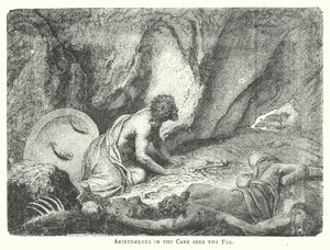 Aristómenes na caverna vê a raposa (gravura) de English School