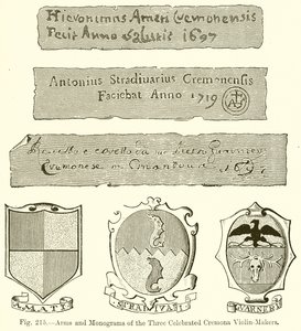 Armas e Monogramas dos Três Celebrados Cremona Violin-Makers de English School