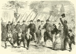Chegada a Paris de prisioneiros prussianos após a batalha antes de Bagneux, outubro de 1870 de English School