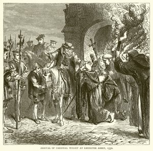 Chegada do Cardeal Wolsey na Abadia de Leicester, 1530 de English School