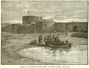 Chegada de Charles sob guarda no castelo de Hurst de English School
