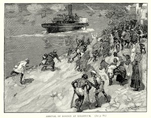 Chegada de Gordon a Cartum (gravura) de English School