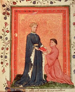 Arundel 38 f.37 Thomas Hoccleve apresentando o seu livro 