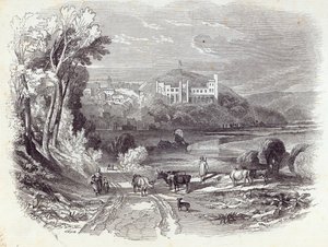 Castelo de Arundel e cidade, de &39;The Illustrated London News&39;, 20 de setembro de 1845 (gravura) de English School