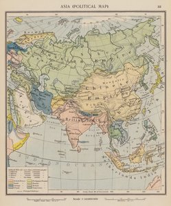 Ásia, Mapa político (litografia a cores) de English School