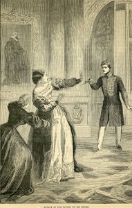 Ataque de Don Miguel em sua irmã, tirada de Cassells Illustrated History of England, 18571858 de English School