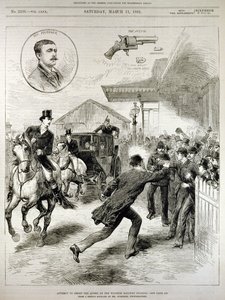 Tentativa de Atirar a Rainha na Estação Ferroviária de Windsor, de &39;The Illustrated London News&39;, 11 de março de 1882 de English School