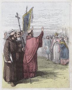 Pregação Agostinha antes de Ethelbert (gravura colorida) de English School