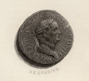 Moeda Aureus, da época de Vespasiano, Tito Flávio Vespasiano