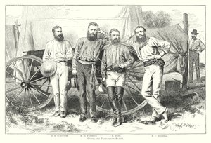 Austrália: Overland Telegraph Party (gravura) de English School