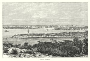 Austrália: Porto de Sydney (gravura) de English School