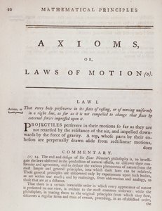 Axiomas, ou Leis do Movimento, do Volume I dos Princípios Matemáticos da Filosofia Natural de Sir Isaac Newton (1642-1727) 1777 de English School