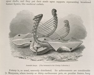 Azandeh harps, de &39;The History of Mankind&39;, Vol.III, do Prof. Friedrich Ratzel, 1898 de English School