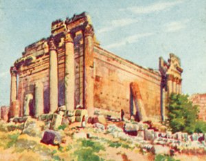 Baalbek, Templo de Baco (litografia a cores) de English School