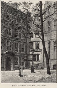 De trás da casa de café Dicks, Hare Court, Temple de English School