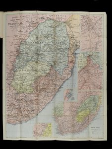 Mapa em Grande Escala de Bacon do Transvaal Orange Free State e Natal com extensão para o sul até Port Elizabeth, África do Sul de English School
