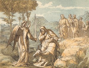 Balaam and the Angel (gravura colorida) de English School