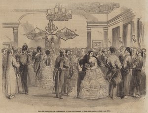 Baile em Singapura, na Celebração do Aniversário do Assentamento (gravura) de English School