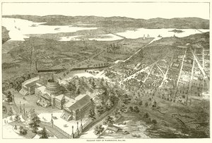 Vista do balão de Washington, maio de 1861 de English School
