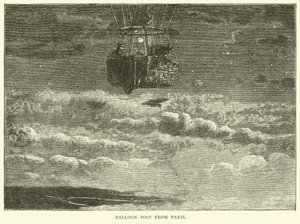 Post de balão de Paris, outubro de 1870 de English School
