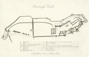 Castelo de Bamborough (gravura) de English School