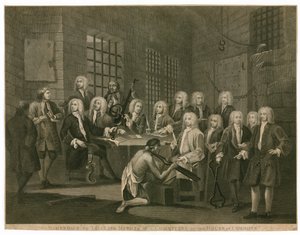 Bambridge a ser julgado por homicídio por uma comissão da Câmara dos Comuns (gravura) de English School