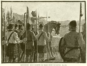 Bannockburn: Bruce revendo suas tropas antes da batalha