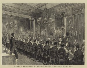Banquete para o Major-General Sir Frederick Roberts no United Service Club, ilustração para The Graphic, 4 de dezembro de 1880,